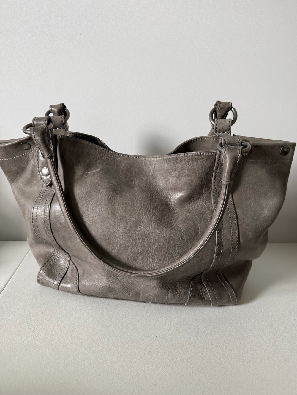 FRYE Melissa Grey Leather Tote Bag NWOT